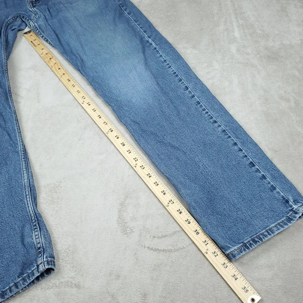 Levis 505 Jeans Mens 36x34 Blue Medium Wash Straight Zip Fly Regular Fit Denim